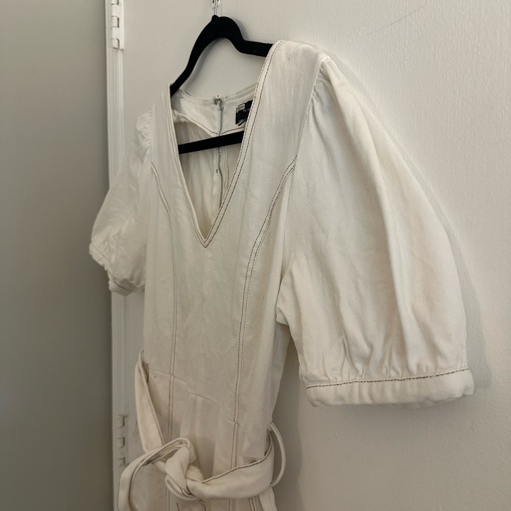 White Denim Jumpsuit - Picture 5 of 10